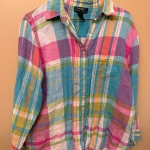 Ralph Lauren Pastel Plaid Linen Shirt